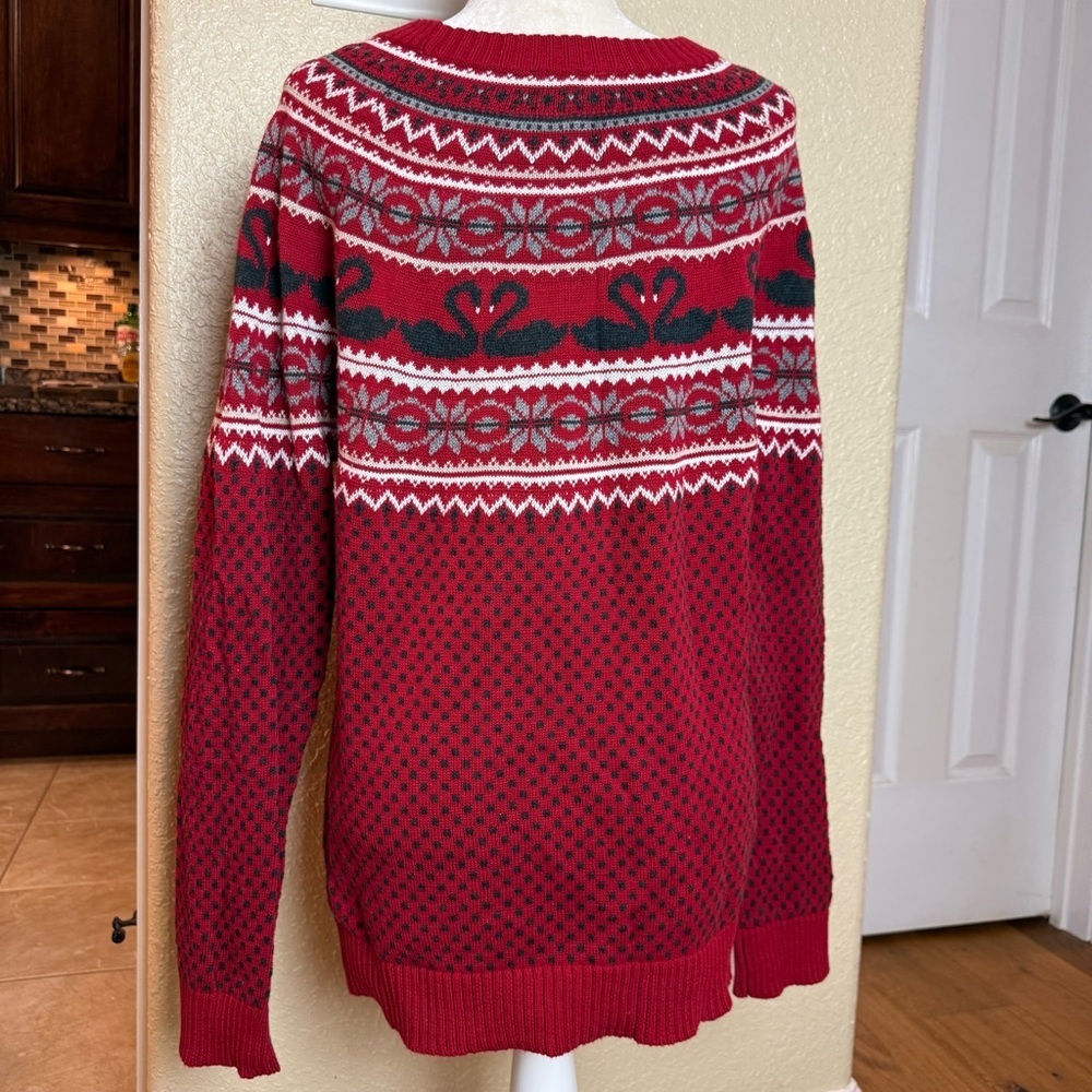 ModCloth Swan Lake Fair Isle Sweater 100% Cotton Sz XL - Picture 2 of 6